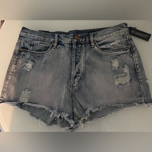 New Blank NYC Hollyweird Distressed Denim Button Fly Jean Shorts Size 31
